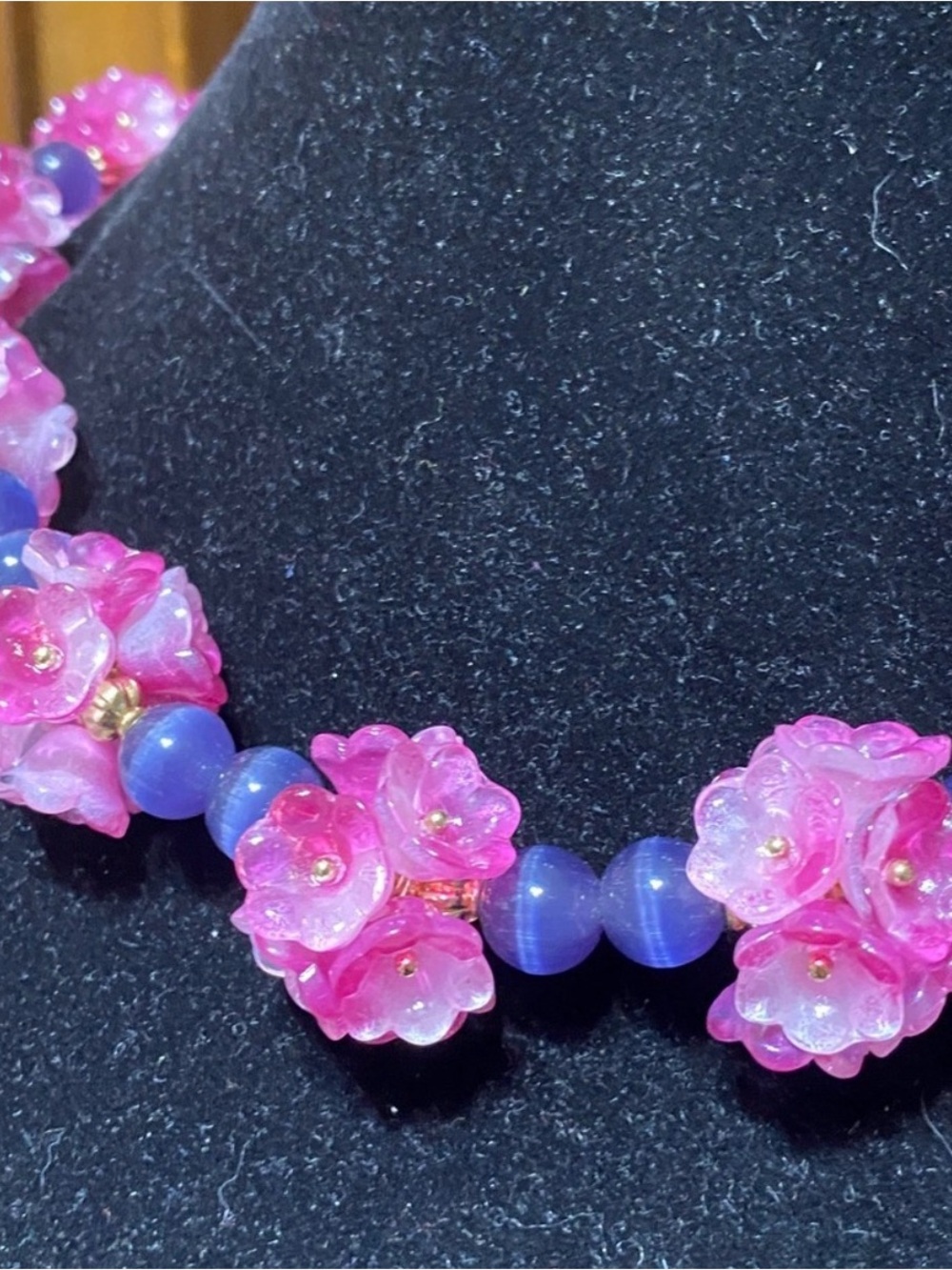 EYE CANDY LOS ANGELES Yasamin pink & purple Floral Beaded Choker Necklace 18” - Picture 3 of 12